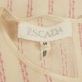 Escada Silk Cream with Pink Beaded Stripes Tunic Blouse Top Size 44