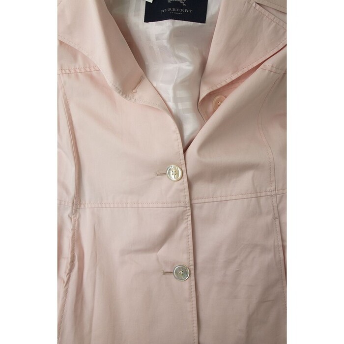 Burberry London Pink Cotton White Lining Single Brusted Trench Jacket Coat