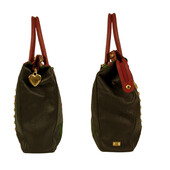 MOSCHINO Redwall 1990s "Art is Love" Vintage Multicolor Handbag Heart Rivets
