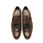 Louis Vuitton Men's Blue Suede Brown Leather Brogues Oxfords Lace Up Shoes 8