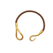 Hermès Jumbo Hook & Loop Light Brown Gold Leather Choker Necklace