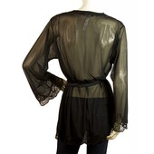 Cotton Club Black Lace Intimate Lingerie Kimono Robe Cardigan Top sz L