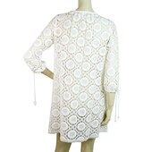 Milly Cabana Cotton Broderie White Kaftan Cover Up Beach Mini Dress - Sz 8