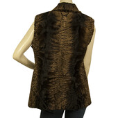 Swakara brown black ombre fur  with hook eye front vest sleeveless jacket gillet