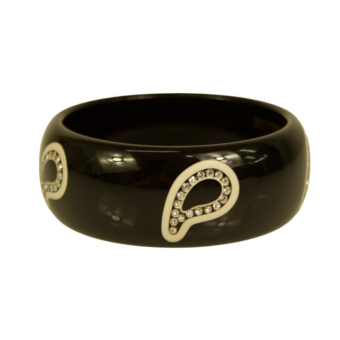 ETRO Women's wide black Paisley Rhinestone bangle bracelet