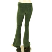 American Retro Dark Green Flare Leg Corduroy Cords Trousers Pants sz 25