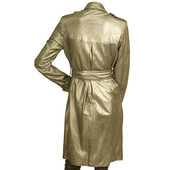 Emilio Pucci silver perforated lambskin belted robe manteau coat size 6, IT 40