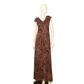 ETRO Multicolor Paisley Print Sleeveless Ruffled Neckline Maxi Long Dress 40