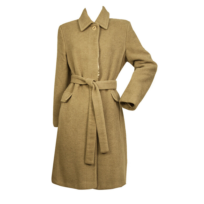 Per te by Krizia 100% Virgin Wool Button Front Belted Classic Coat