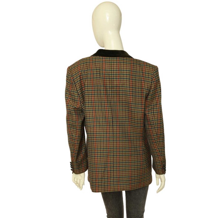 Vintage Austin Reed England Wool Multicolor Check Jacket Blazer size 14