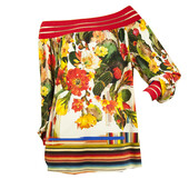 Fuzzi Multicolor Cactus Flowers Off Shoulder Top Long Maxi Skirt Set size S
