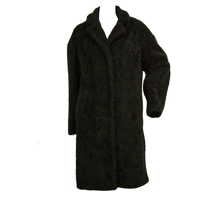 Oakwood Black Acrylic Snap Button Front Warm Winter Knee Length Coat size M