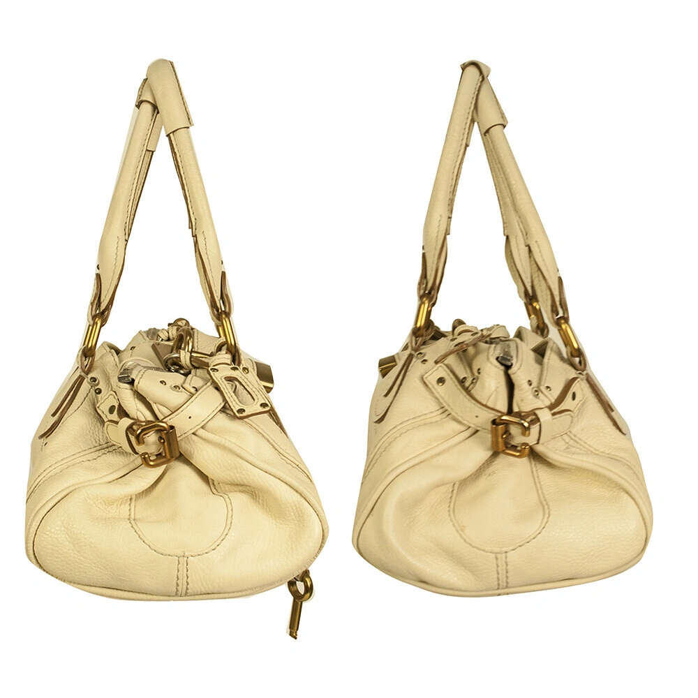 CHLOE Paddington Off White Pebbled Leather Iconic Satchel