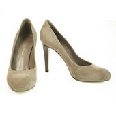 Gianvito Rossi Taupe Suede Round Toe Pumps Slim High Heels Shoes size 37