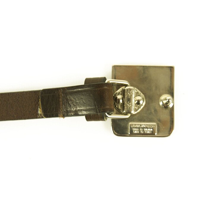 DSquared2 Woman's Brown Red Enamel Silver tone Leather Belt 92cm Cup Series