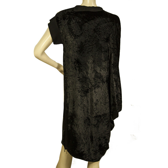 Lanvin Black Velour One Sleeve Cocktail Evening Knee dress size 40