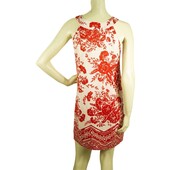 Tibi off White and red floral Sleeveless Silk Mini Summer Dress- Sz 4