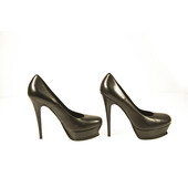 Yves Saint Laurent YSL Tribute Black Leather Round toe Platform Heels Pumps 40