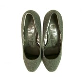 Next Gray Tweed Platform High Heel Pumps Shoes size UK 6, Eur 39