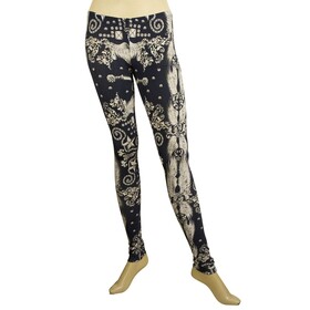 Philipp Plein Leggins Blue &amp; White Ethnic Elastic Viscose trousers pants XS