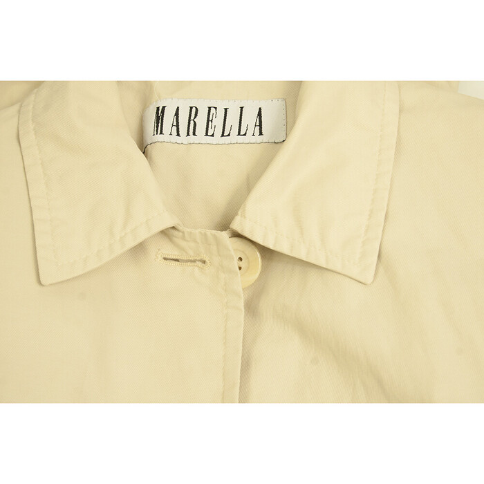 Marella Ecru Cotton Off White Single Breasted Trench Jacket Coat size It 44