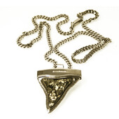 Givenchy Large Shark Tooth Pendant Silver Tone Chain Necklace with crystals