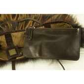 Fendi Long Hair Fox Stripped Fur Brown Leather Shoulder Bucket Tote Bag Handbag