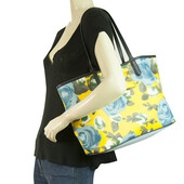 Marc by Marc Jacobs Yellow Blue Floral Canvas Shopper Tote Shoulder Bag Handbag