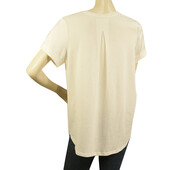 Majestic Filatures Ivory Cotton Cashmere Silk Top Short Sleeve Blouse Size 1