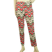 Missoni Multicolor Pattern Red Waves Cotton Blend Summer Trousers Pants Size 40