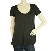 Burberry Brit Black Silk Short Sleeve A - Line T- Shirt top size XS