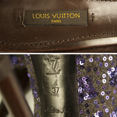 Louis Vuitton Oh Really Purple Sequins Glitter Lock Platform Peep Toe Pumps 37