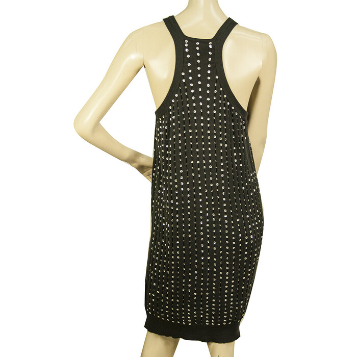 Stella McCartney  Black Silver Sequins Sleeveless Cotton Tank Mini Dress size 42