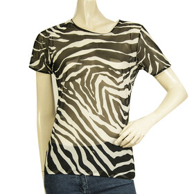 Dolce &amp; Gabbana Intimo D&amp;G Black % White Zebra Sheer Short Sleeve Top