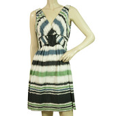 BCBG Max Azria Blue Green Gray Stripes Sleeveless Mini Length Dress size XS