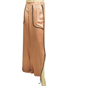 Giacobino Pink 100% Silk Wide Leg w. Slits Palazzo Trousers Pants Size 40