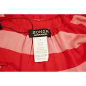 Sonia By Sonia Rykiel 100% silk Knit Red & Pink Stripes Summer Calf Dress