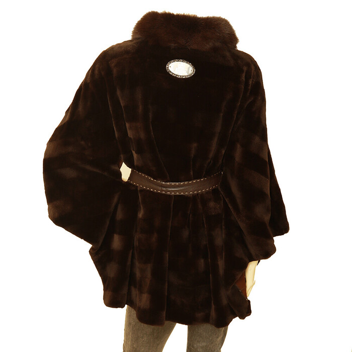 Fendi Selleria Mink & Sable fur brown belted jacket short coat open sides $18000