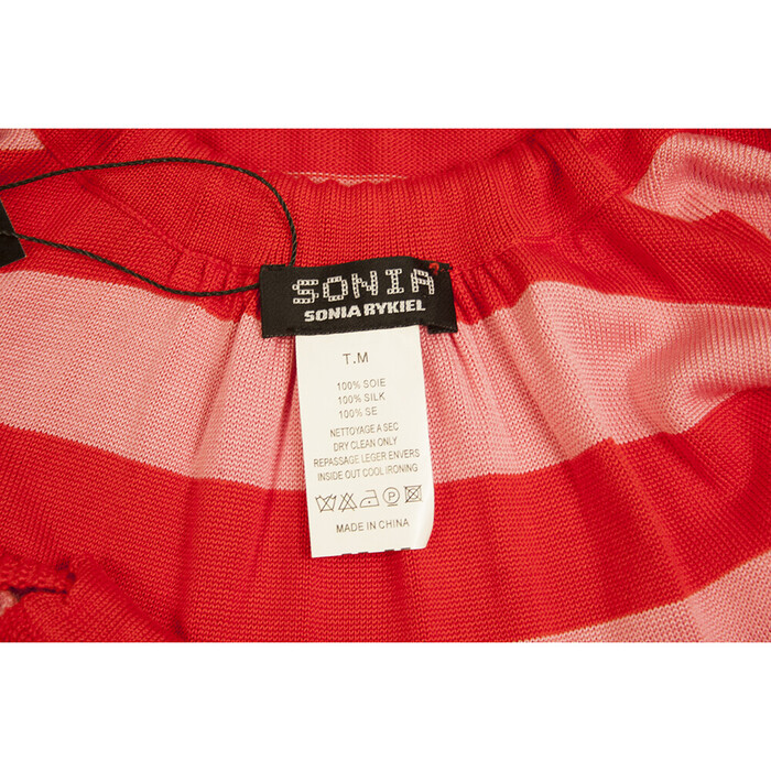 Sonia By Sonia Rykiel 100% silk Knit Red & Pink Stripes Summer Calf Dress