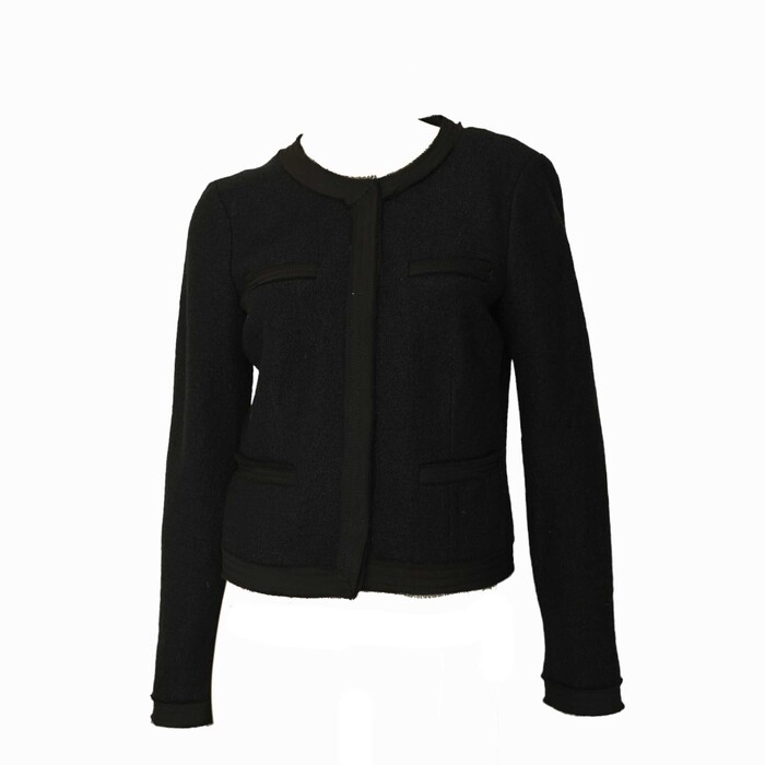 Michael Michael Kors Black Woolen Collarless Bolero Fashion Jacket size 4