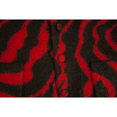 Saint Laurent Red Black Zebra Print Mohair wool knit Cardigan Jacket size M