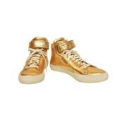 Pierre Hardy  Gold Leather Sneakers High Top Lace Up Strap Trainers Shoes 40