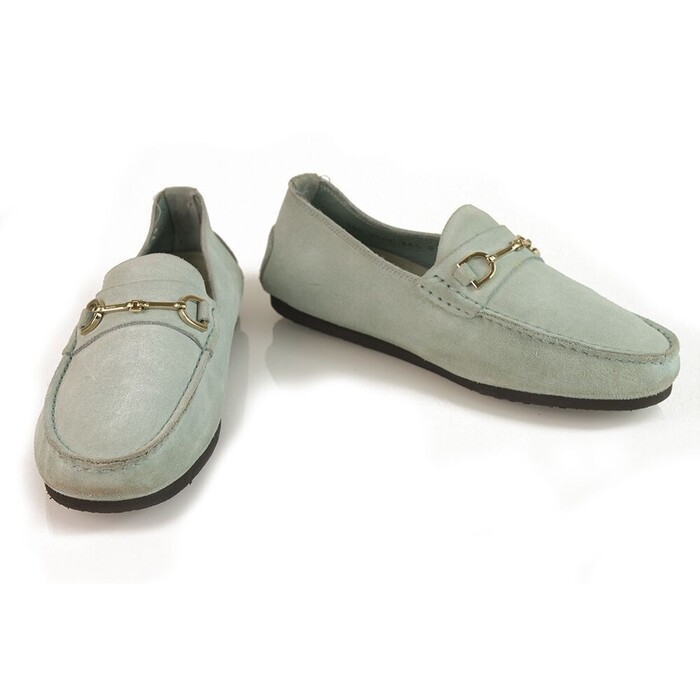 GUCCI Light blue suede leather silver tone HW moccasins loafers flat shoes 36.5 C