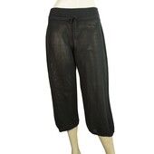 Crossley Black Perforated Cropped Pants 100% Cotton Summer Trousers sz S