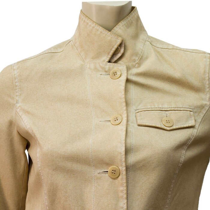 Women's Earl Jeans Beige Fitted Button Front Short Jacket Size P