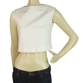 Dsquared2 D2 White Sleeveless Cropped Top Blouse Back Zipper size 40