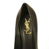 Yves Saint Laurent YSL Tribute Black Leather Round toe Platform Heels Pumps 40