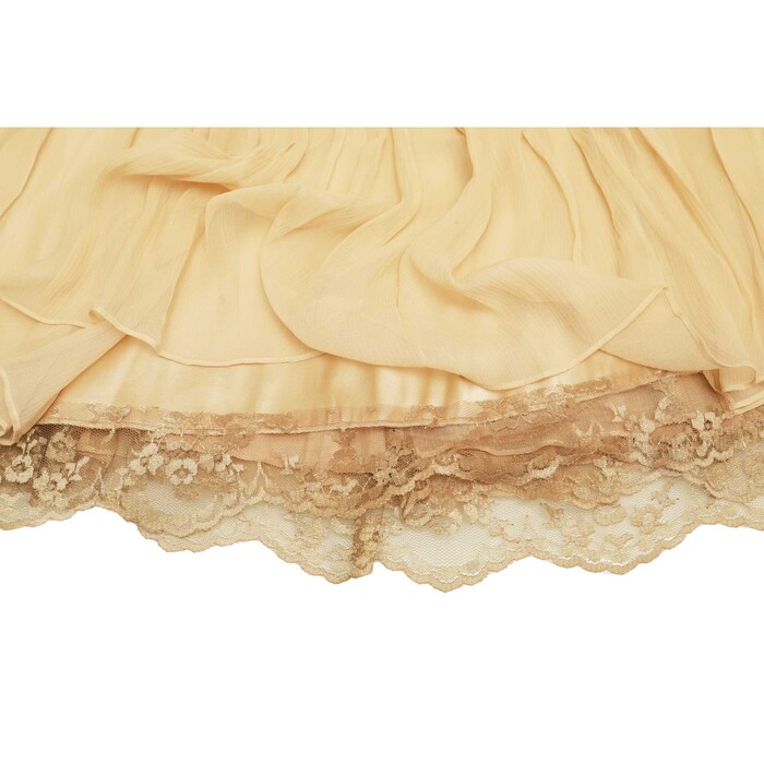 Diane Von Furstenberg Leanne Beige Color Silk Lace Pleated Knee Wrap Skirt 2