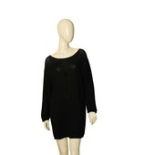 Black Knit with Black Beads at the Sides Mini Length Dress or Long Top size L