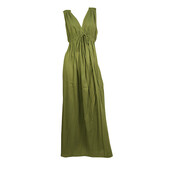 Loup Charmant Green Organic Cotton Sleeveless Summer Grecian Long maxi Dress